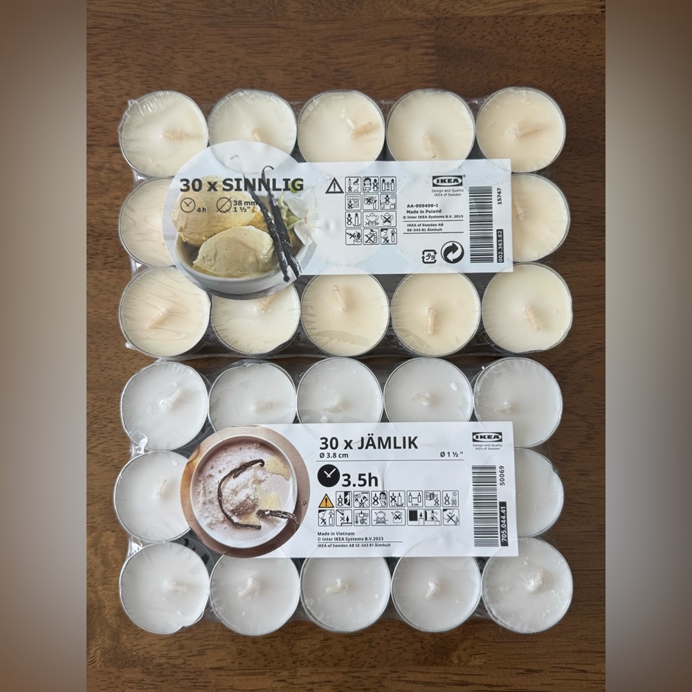 IKEA Sinnlig and Jämlik Tea Light Candles (60 count)